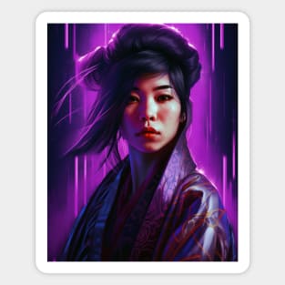 Asian Woman Wearing Purple Kimono Magnet